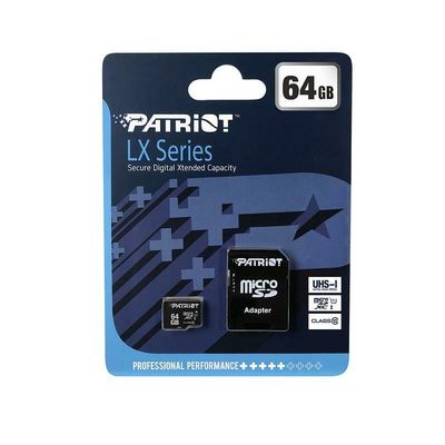 Карта памяті microSDXC (UHS-1) Patriot LX Series 64Gb class 10 (adapter SD) PSF64GMCSDXC10