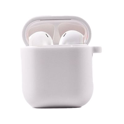 Силіконовий футляр з мікрофіброю для навушників Airpods 1/2 (Білий / White) 39442 Чохли на навушники