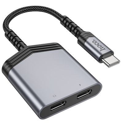 Перехідник  LS40 Type-C to dual Type-C (Metal gray) 73926 Hoco
