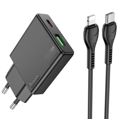 МЗП  N38 Delgado PD20W+QC3.0 + Type-C to Lightning (Black) 68357 Hoco