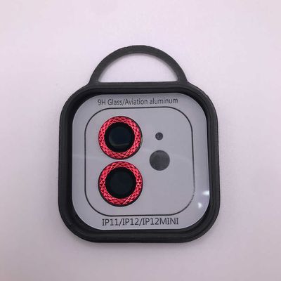 Захисне скло Metal Shine на камеру (в упак.) для Apple iPhone 12 / 12 mini / 11 (Червоний / Red) 62927 Стекло