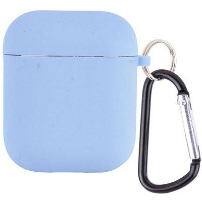Силіконовий футляр з мікрофіброю для навушників Airpods 1/2 (Блакитний / Lilac Blue) 39442 Чохли на навушники