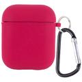 Силіконовий футляр з мікрофіброю для навушників Airpods 1/2 (Червоний / Rose Red) 39442 Чохли на навушники