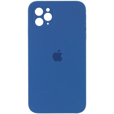 Чохол Silicone Case Square Full Camera Protective (AA) для Apple iPhone 11 Pro Max (6.5) (Синій / Navy blue)* Чехол