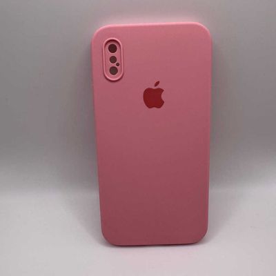 Чохол Silicone Case Square Full Camera Protective (AA) для Apple iPhone XS / X (5.8) (Рожевий / Light pink) 40231 40231 Чехол