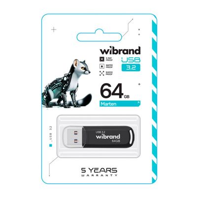 Флеш-накопичувач Wibrand USB 3.2 Gen1 Marten 32GB Black WI3.2/MA32P10B