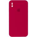 Чохол Silicone Case Square Full Camera Protective (AA) для Apple iPhone XS / X (5.8) (Червоний / Rose Red) 40231 40231 Чехол