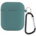 Силіконовий футляр з мікрофіброю для навушників Airpods 1/2 (Зелений / Pine green) 39442 Чохли на навушники