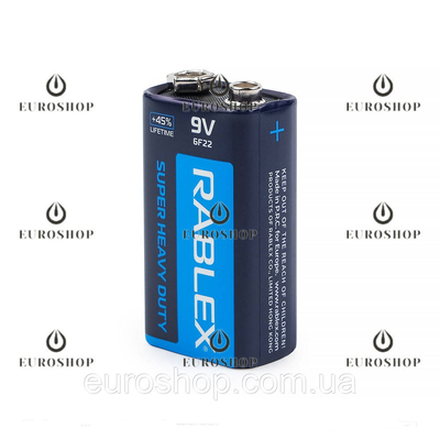 Батарейка крона Rablex сольова 6F22 9V (1шт/10шт/500шт) 46143