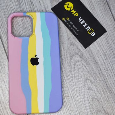 Чохол IPhone 12 Pro Max Rainbow silicone case pink Чехол