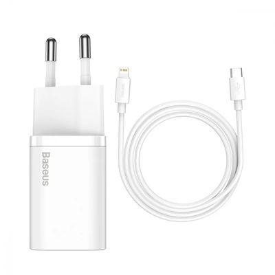 МЗП  Super Silicone Quick Charger 20W (Type-C) + Кабель Type-C to Lightning (white) 30697 Baseus