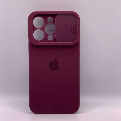 Silicone Case SLIDER Full Camera SQUARE side for iPhone 13 Pro Marsala Чехол