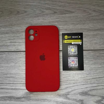 Чохол Silicone Case Square Full Camera Protective (AA) для Apple iPhone 11 (6.1) (Червоний / Red) 00040234 00040234 Чехол