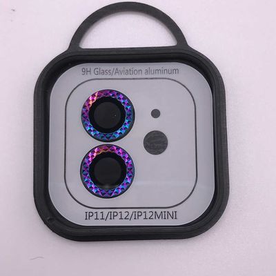 Захисне скло Metal Shine на камеру (в упак.) для Apple iPhone 12 / 12 mini / 11 (Бузковий / Rainbow) 62927 Стекло