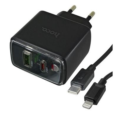 МЗП  CS42A PD30W+QC3.0 (1USB-A/1C) + Type-C to Lightning (Black) 73935 Hoco