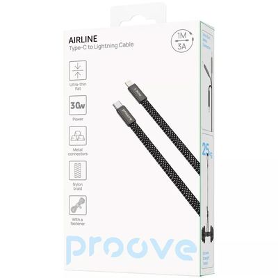 Кабель  AirLine Type-C to Lightning 30W (1m) (black) 67116 Proove