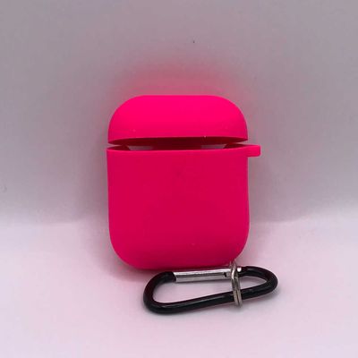 Силіконовий футляр з мікрофіброю для навушників Airpods 1/2 (Рожевий / Barbie pink) 39442 Чохли на навушники