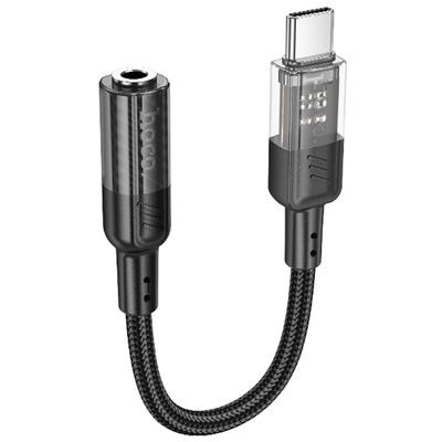 Перехідник HOCO Spirit transparent digital audio converter Type-C to 3.5mm LS37 |15cm, DAC| (black) black 000010356 Hoco