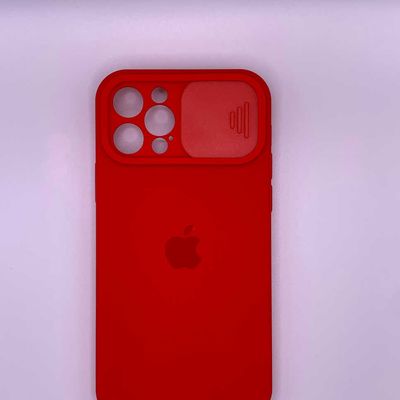 Silicone Case SLIDER Full Camera SQUARE side for iPhone 12 Pro Red Чехол