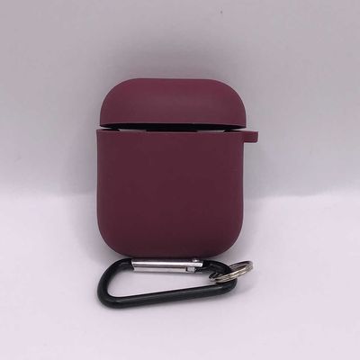 Силіконовий футляр з мікрофіброю для навушників Airpods 1/2 (Бордовий / Plum) 39442 Чохли на навушники