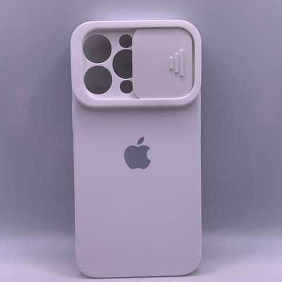 Silicone Case SLIDER Full Camera SQUARE side for iPhone 13 Pro White Чехол