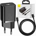 МЗП Super Silicone Quick Charger 20W (Type-C) + With Cable Type-C to Lightning (black) 30697 Baseus