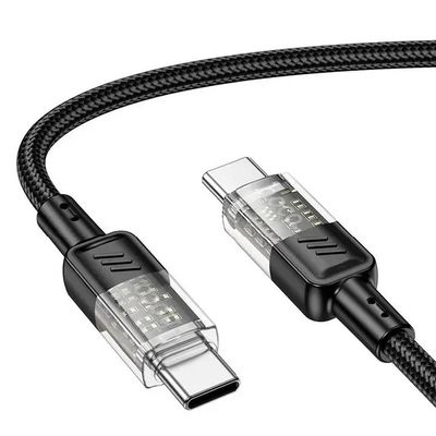 Дата кабель  U129 Spirit Transparent Type-C to Type-C 60W (1.2m) (Black) 00071076 Hoco
