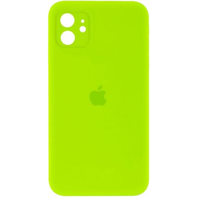 Чохол Silicone Case Square Full Camera Protective (AA) для Apple iPhone 11 (6.1) (Салатовий / Neon green) 40234 40234* Чехол