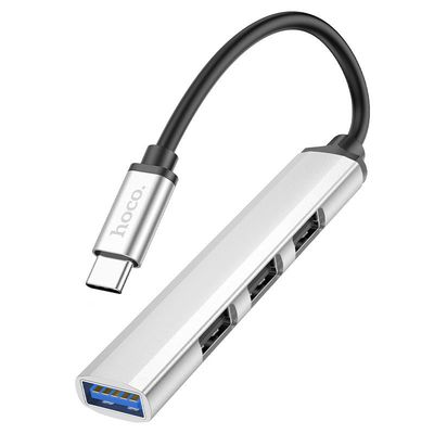 USB-HUB  HB26 4in1 adapter (Type-C to USB3.0+USB2.0*3) (Сірий) 34411 Hoco
