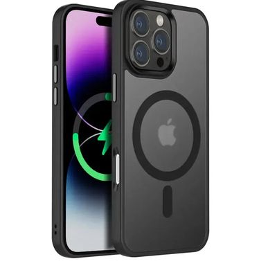 TPU+PC чохол Metal Buttons with MagSafe Colorful для Apple iPhone 16 Pro Black Березень 2025
