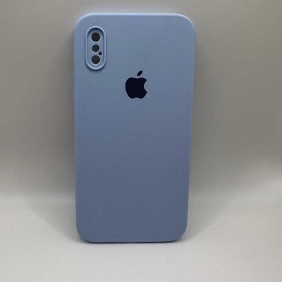 Чохол Silicone Case Square Full Camera Protective (AA) для Apple iPhone XS / X (5.8) (Блакитний / Lilac Blue) 00040231 00040231 Чехол