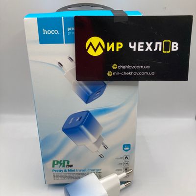 Мережевий адаптер  C101A 20W single port charger Швидка зарядка (EU) (Блакитний) 41067 Hoco