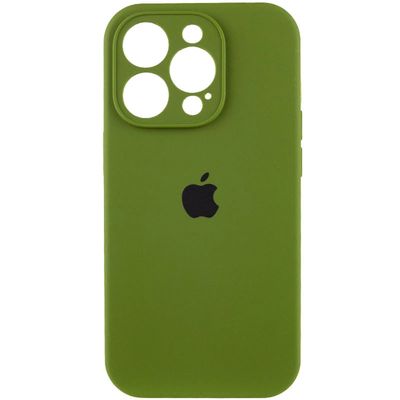 Чохол Silicone Case Full Camera Protective (AA) для Apple iPhone 16 Pro (6.3) (Зелений / Dark Olive) 00074282 Чехол