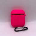 Силіконовий футляр з мікрофіброю для навушників Airpods 1/2 (Рожевий / Barbie pink) 39442 Чохли на навушники
