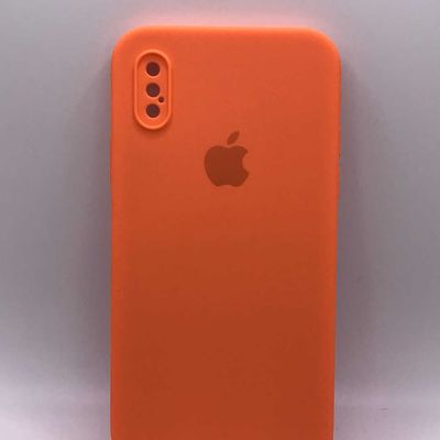 Silicone Case Square Full Camera Protective (AA) для Apple iPhone XS (5.8) (Оранжевый / Papaya) Чехол