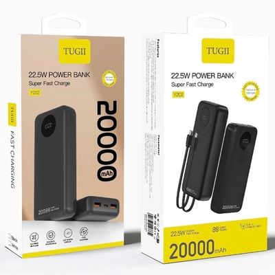 УМБ Power Bank WUW TUGI Y202 20000mAh PD22/5W з кабелями Type-C/Lightning (Чорний) 63459 Wuw