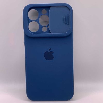 Silicone Case SLIDER Full Camera SQUARE side for iPhone 13 Pro Blue Чехол