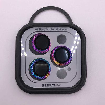 Захисне скло Metal Shine на камеру (в упак.) для Apple iPhone 12 Pro Max (Бузковий / Rainbow) 62929 Стекло