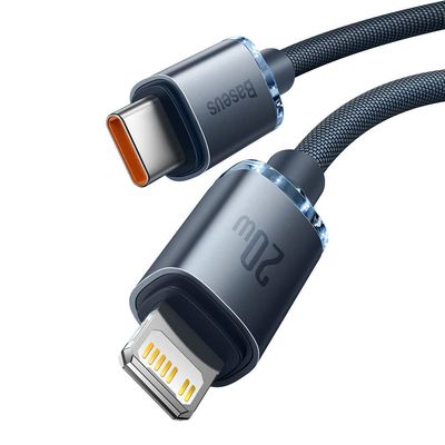 Кабель  Crystal Shine Series Fast Charging Type-C to Lightning 20W (1.2m) (black) 35274 Baseus