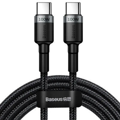 Кабель  Cafule Flash Charging Type-C to Type-C PD 2.0 100W (2m) (gray/black) 31925 Baseus