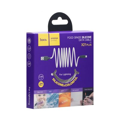 Дата кабель  X21 Plus Silicone Lightning Cable (2m) (black_white) 00035213 Hoco
