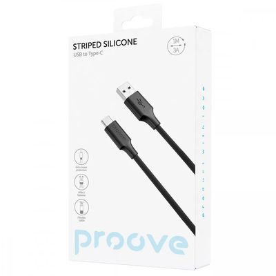 Кабель  Striped Silicone USB to Type-C (1m) (black) 57726 Proove