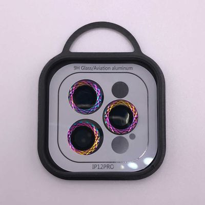 Захисне скло Metal Shine на камеру (в упак.) для Apple iPhone 12 Pro / 11 Pro / 11 Pro Max (Бузковий / Rainbow) 62928 Стекло