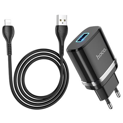 МЗП  N1 Ardent + Cable (Lightning) 2.4A 1USB (black) 30459 Hoco
