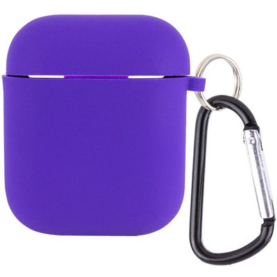 Силіконовий футляр з мікрофіброю для навушників Airpods 1/2 (Фіолетовий / Ultra Violet) 39442 Чохли на навушники