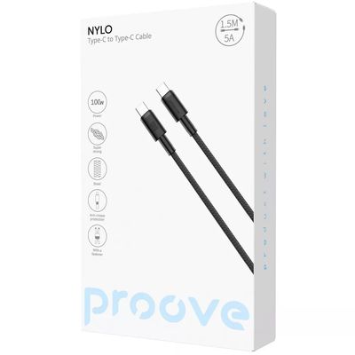 Кабель  Nylo Type-C to Type-C 100W (1.5m) (black) 63620 Proove