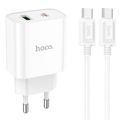 МЗП  N22 Jetta PD25W (1USB-C) + кабель Type-C to Type-C (Білий) 00055849 Hoco