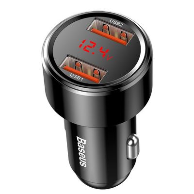 Автомобильное ЗУ  Magic Series Digital Display QC 3.0 45W 2USB (black) 22665 Baseus
