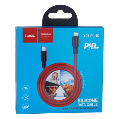 Кабель  X21 Plus Silicone PD 20W Lightning (1m) (black/red) 31282 31282 Hoco