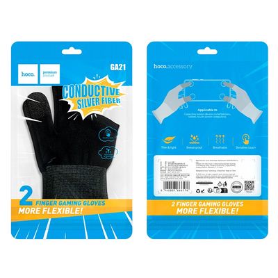 Напальчники для мобільних ігор HOCO Eagle Claw silver fiber two-finger gaming gloves GA21 (black) 000012321 Hoco